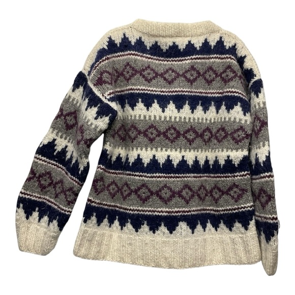 INDIAN WEAVINGS Men’s 100%Wool Chunky Knit Pullover Sweater Size Large hiking - Picture 2 of 5
